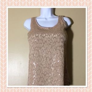 THE LIMITED Shell Top - w/ foil & sequin front L
